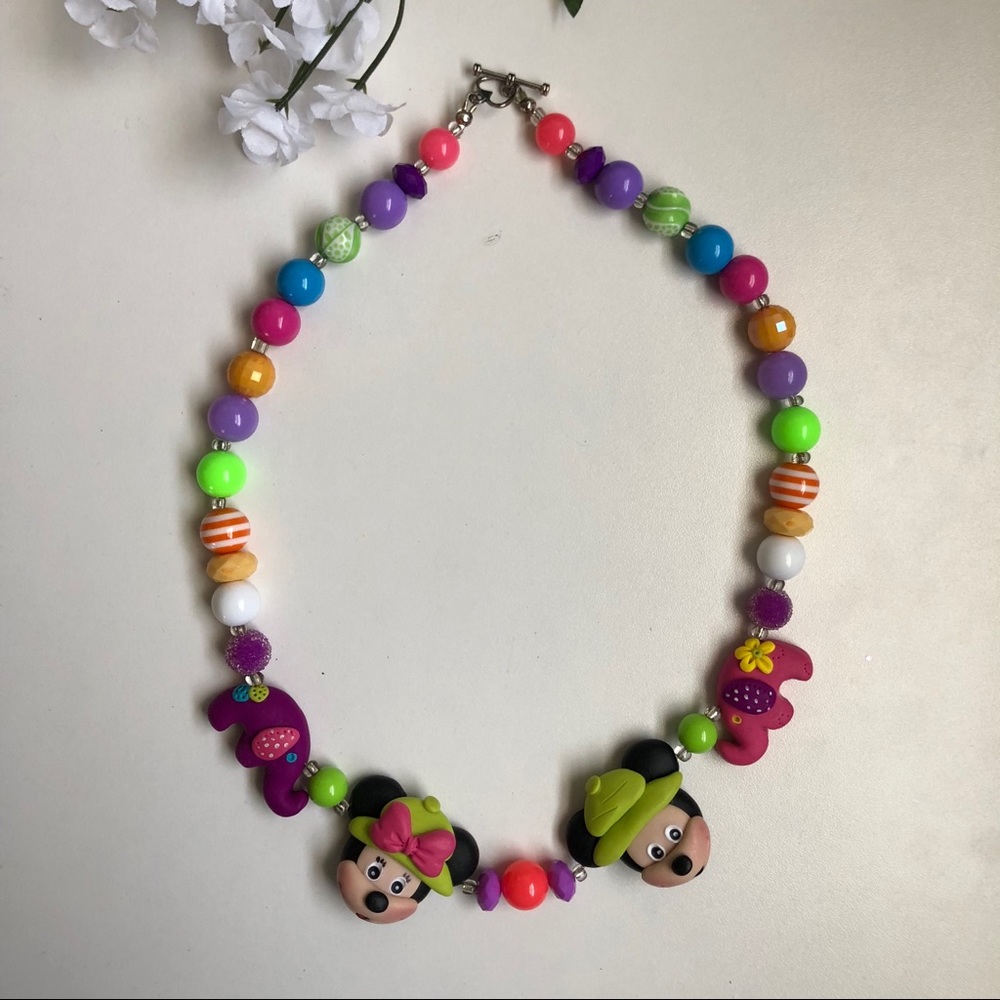 Girls custom Mickey and Minnie Safari necklace